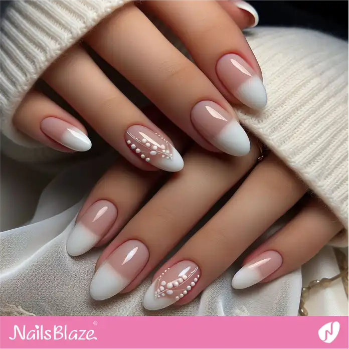 White Color Block French Nails for Office | Professional Nails - NB2750